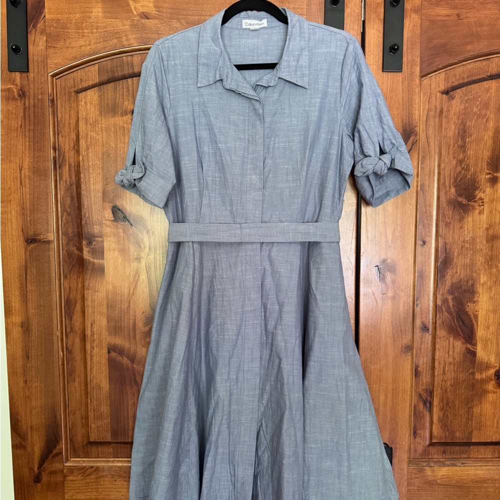 Calvin Klein Cotton Tie-Sleeve Shirtdress